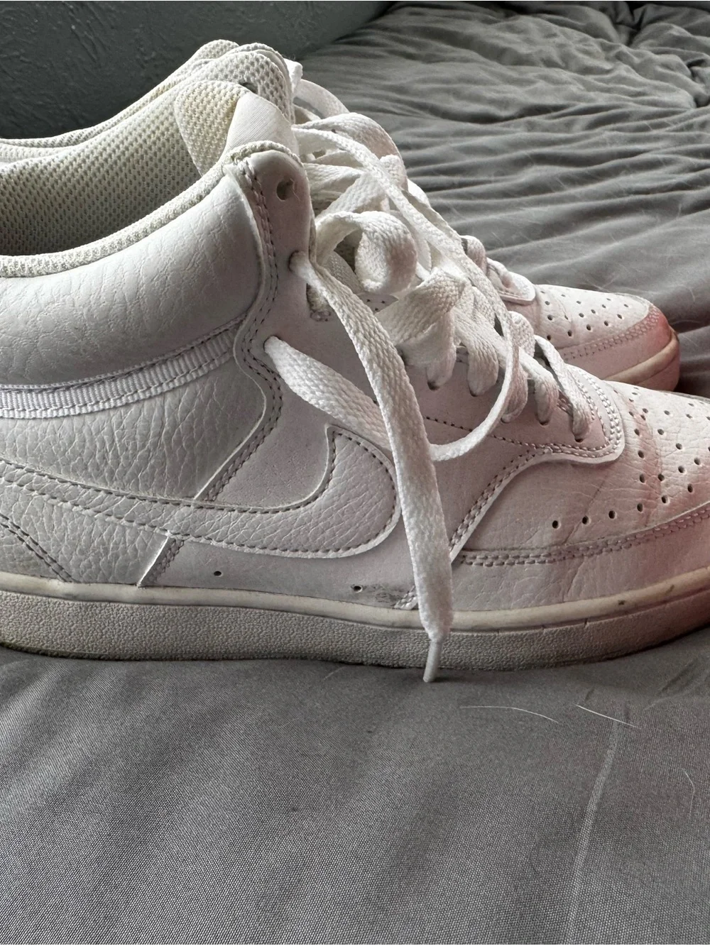 NIKE White High-Top Sneakers with Swoosh